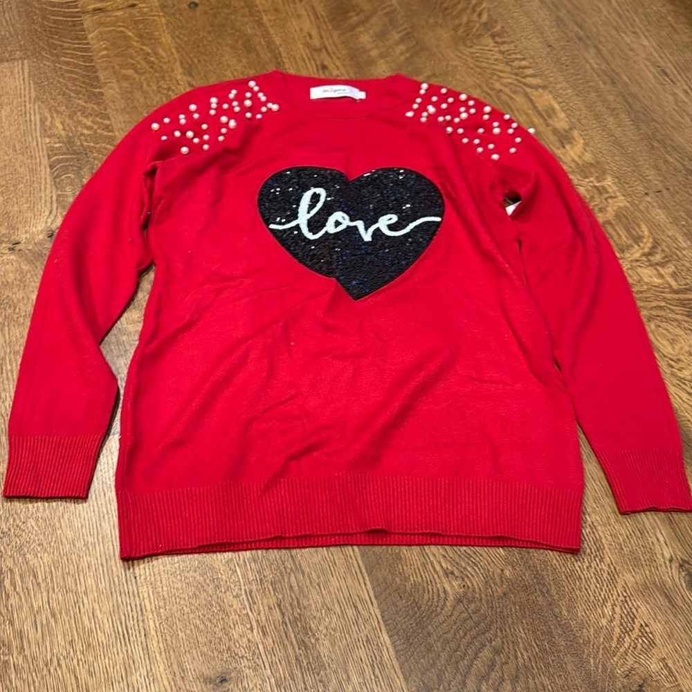 NWT In2You Women’s Sweater Red Black and White Size Small